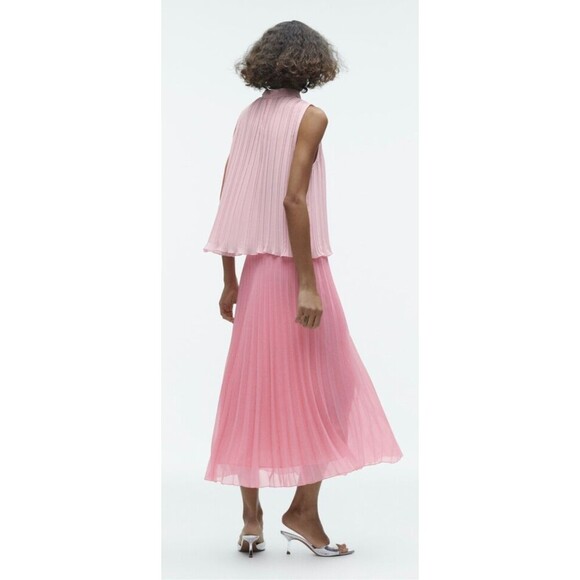 Pink Zara High-Waisted Pleated Flowy Midi Skirt (NWT) - Picture 5 of 6